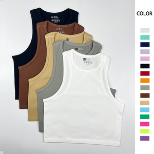 Camiseta sin mangas corta acanalada blanca para mujer, chaleco formal transpirable de verano personalizado para mujer - Product Image 4