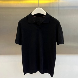 Luxury quality Loro old style casual slim-fit business Piana stretch summer striped short-sleeved Knitted polo <b>shirt</b> For men - Product Image 2