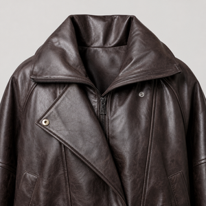 Women's PU Leather <b>Bomber</b> <b>Jacket</b> Stand Collar Quilted Full Sleeve Autumn Solid Color Button Design - Product Image 5