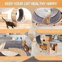 Roue de course sportive pour chat Roue pour chats Cadre d'escalade en bois Litière pour chat Roue de fitness pour intérieur