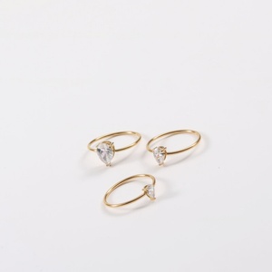 Simple Fashion Jewelry 18k Gold Plated Waterdrop Diamond <b>Finger</b> <b>Ring</b> - Product Image 2