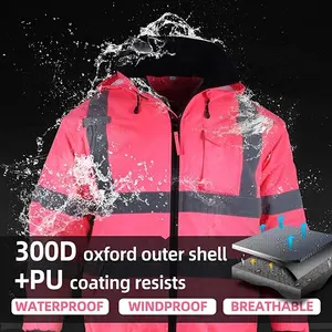 Customized <strong>Women</strong> High Visibility Construction Waterproof <strong>Hi</strong> <strong>Vis</strong> Road Pink Safety Reflective <strong>Jackets</strong> - Product Image 6