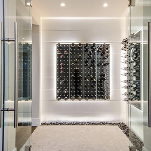 Moderno Botellero Expositor para 1, 2, 3 Botellas con Panel de Madera de Profundidad, Mueble Bar para el Hogar, Bodega o Bar - Product Image 4