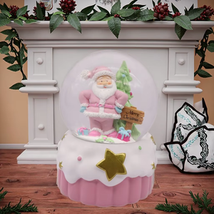 Boule à neige musicale 100MM personnalisée avec mignon Père Noël Bonhomme de neige Ange Résine Artisanat Souvenirs de Noël Chiffres Cadeau Chanson - Product Image 1