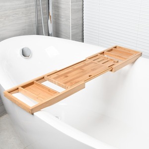 Plateau de bain extensible de luxe en bois, accessoires de bain, 23.62''-34.25'', porte-savon antidérapant, support pour tablette, rangement - Product Image 4