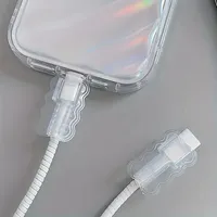Protector de Cable de Carga para Teléfono, Protector de Cable USB Transparente, Lindo, para iPhone 18w 20w