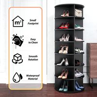 Armoire à chaussures moderne à 7 niveaux, 360 degrés, réglable, en bois, avec rotation à 360 °, meuble multifonctionnel pour entrée de type debout