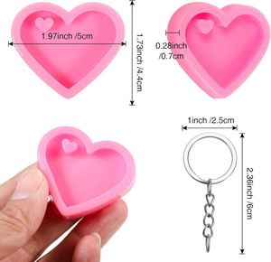 Moule en silicone en forme de cœur Kaijie pour la création d'art en résine DIY, pour la fabrication de pendentifs en époxy cristallin et la décoration de gâteaux, créations de porte-clés - Product Image 2