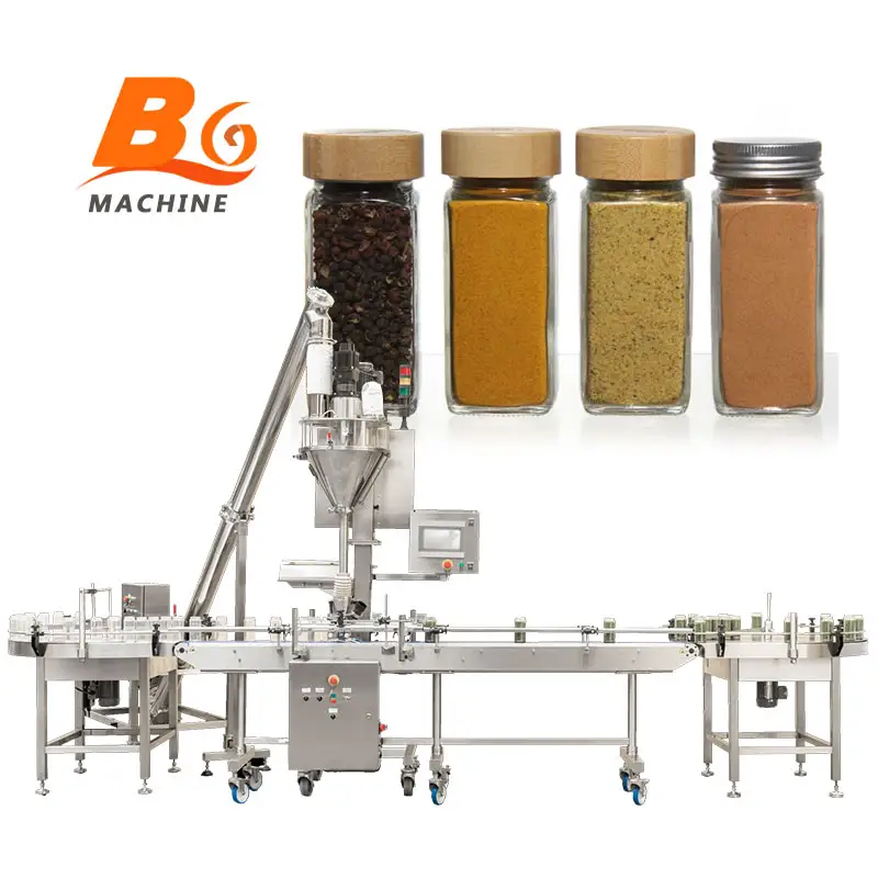 Máquina automática de enchimento de garrafas e tampas para embalagens de especiarias em pó, preço de fábrica, para 1-100g