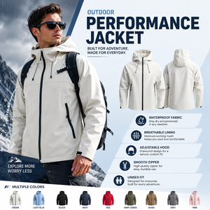 Business Gift Mens Windbreaker Custom Logo Waterproof Hooded Coat For Events Resorts And Staff Windbreaker <b>Jacket</b> - Product Image 1