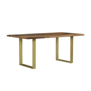 Mesa de Centro Moderna de Madera con Marco de Metal Dorado, Mueble Rectangular para Sala de Estar - Product Image 4
