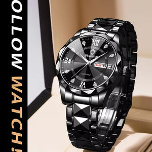 นาฬิกาควอตซ์คู่ BINBOND แฟชั่นนาฬิกาข้อมือผู้ชาย สายเหล็ก เรืองแสง ปฏิทิน นาฬิกาควอตซ์สำหรับผู้หญิง นาฬิกาข้อมือสไตล์ลำลองสำหรับธุรกิจ - Product Image 6