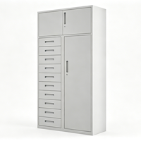 Armoire en acier robuste, design moderne, verrouillable, autoportante, réglable, 3 portes, 10 tiroirs, personnalisable, pour la maison, le bureau ou l'atelier