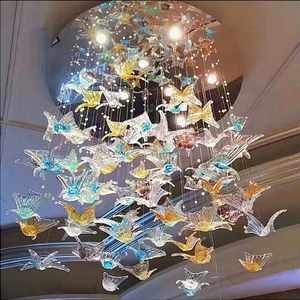 Vlinder Plafond Kroonluchter Handgemaakte Geblazen Glas Kroonluchter Kunst Ambachtelijke Decoratie Hanglamp Voor Home Hotel - Product Image 1