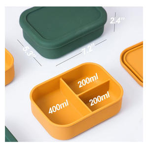 シリコーン3コンパートメントスクエア断熱ランチボックスフレッシュキーピング機能付き501-800ML容量モダンでシンプルなデザイン - Product Image 3