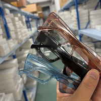 Montures de lunettes unisexes épaisses en acétate, anti-lumière bleue, monture intégrale, verres transparents solides, design coloré, tendance