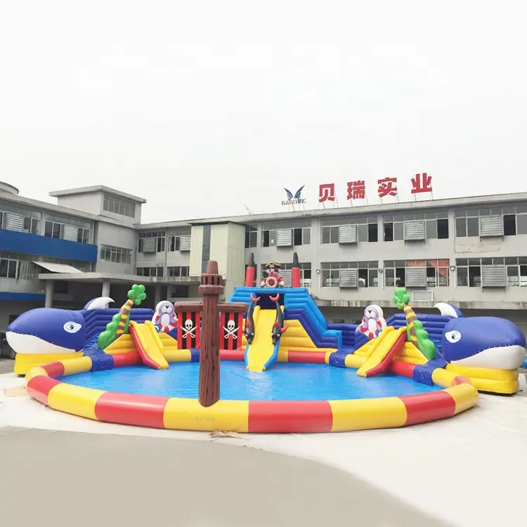 Équipement de parc gonflable, parc aquatique gonflable avec piscine et toboggan, fabrication chinoise