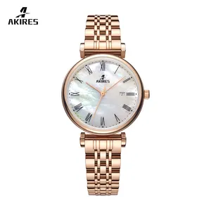 factory price for custom your own brand womens luxury watch automatic shell dial diamond case bracelet quartz's movement