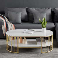 Table basse en marbre nordique avec structure métallique, meuble TV multifonctionnel pour petit salon