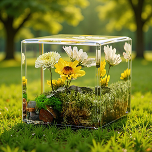 Artesanías puramente hechas a mano Animal <span class=keywords><strong>Panda</strong></span> flor seca resina Rectangular adorno cúbico pisapapeles adornos para decoración de coche - Product Image 1