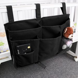 Sac de rangement suspendu multi-poches pour barre de lit, gris, solution de rangement pour chambre de bébé - Product Image 2