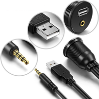 Câble USB 2.0 étanche avec prise audio AUX 3,5 mm, rallonge de charge rapide 3A pour autoradio, tableau de bord de véhicule, camion, bateau, moteur