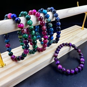 Mulheres dos homens Single-anel <span class=keywords><strong>Tiger</strong></span> <span class=keywords><strong>Eye</strong></span> Pulseira de Pedra Multi-Color Tigre de Ouro com Rosa Verde Colorido Tigre Moda Jóias Frisadas - Product Image 1