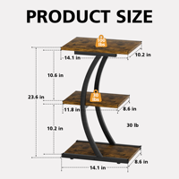 Table d'appoint en bois avec structure métallique robuste, plateau épaissi de 0,8 pouce, montage facile, table de chevet pour chambre à coucher, salon ou coin.
