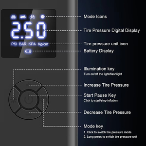 Compresseur d'air numérique portable 12V avec écran LCD 150 PSI pour pneus de voiture, <span class=keywords><strong>moto</strong></span>, vélo et ballons - Product Image 6