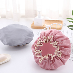 Bonnet de douche en satin double couche imperméable pour femmes et enfants, usage domestique, protection des cheveux contre l'humidité - Product Image 2