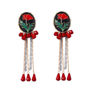 Artistique rétro alliage goutte d'huile fleur gland goutte d'eau pendentif boucles d'oreilles - Product Image 6