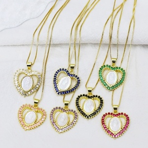 สร้อยคอแฟชั่นสำหรับผู้หญิงและผู้ชาย ชุบทอง 18K ทำจากทองเหลืองและทองแดง ประดับจี้พระแม่มารี เหมาะสำหรับวันเกิด - Product Image 2