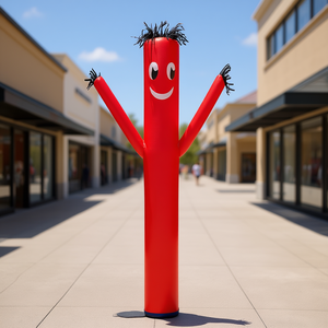 Tube publicitaire gonflable en forme de danseur ondulé, 20 pieds, rouge, design coupe-vent, pas de souffleur requis - Product Image 2