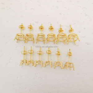 Professional Custom 14k Soild <strong>Gold</strong> Inlay <strong>Earring</strong> Settings Diamond Stud Round Stone <strong>Earrings</strong> Semi <strong>Mount</strong> - Product Image 2