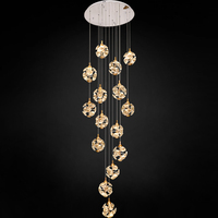 Lustre de luxe en cristal pour long escalier, luminaire suspendu moderne pour villa, escalier, maison de luxe, duplex