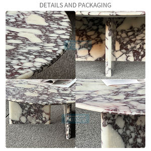 Tavolino da Caffè in Marmo Calacatta Viola, Design Nordico di Lusso, Base Bassa, Arredamento Decorativo per Soggiorno e Hotel - Product Image 2