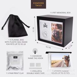 Chasing Tails Pet <b>Memorial</b> <b>Box</b> Black Rectangle 7.1x9.5x5.7 In With Photo And Paw Print Display For Dog Cat - Product Image 1