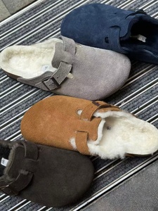 Hiver Intérieur Extérieur Bostons Warm Plush Lined Brand Slip-on Closed-toe Shoes Birkenstocks Slippers Faux Fur Lining Cork Clogs - Product Image 2