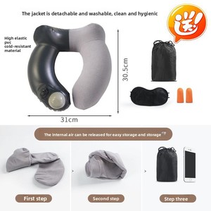 Almohada inflable ligera en forma de U para el cuello, protección de la columna cervical, cojín de viaje para avión y coche, respaldo para la cintura, para siesta - Product Image 3