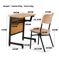 Chaise de bureau individuelle moderne, réglable, écologique, confortable et haut de gamme pour étudiant, avec tiroir à livres, en métal et bois, pour mobilier scolaire en classe.
