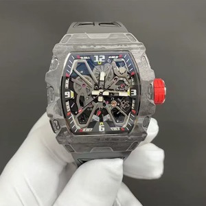 oem logo top designer style 3502 <b>black</b> carbon fiber skeletonized luxury automatic mechanical <b>watch</b> for <b>men</b> - Product Image 6