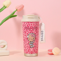 Taza Térmica de Acero Inoxidable de Doble Pared HelloKitty Sanrio - Regalo Empresarial, Taza de Oficina para Mujer con Tapa y Pajita, Caja de Regalo