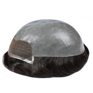 <b>Mens</b> BIO Base Indian Hair <b>Wigs</b> Male Toupee Hair System Natural Wave 100% Hand Tied Soft Smooth Feeling Best Price Good Quality - Product Image 1