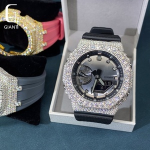 Boîtier de montre en moissanite Iced Out, <span class=keywords><strong>lunette</strong></span> DW6900, cadran diamanté, pièce de montre en argent sterling 925, moissanite VVS, passe le testeur de diamant - Product Image 1