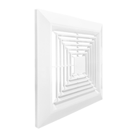 Diffuseur d'air carré en ABS pour plafond avec capot carré-rond, grille réglable pour l'entrée et la sortie du ventilateur de conduit