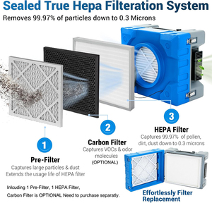 Purificador de Aire Portátil Comercial de 115V y 550CFM con Filtro HEPA para Restauración - Product Image 5