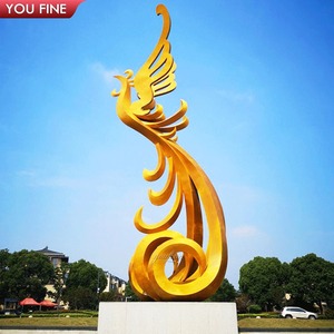 Estátua de phoenix de aço inoxidável colorida, tamanho grande, para áreas externas - Product Image 6