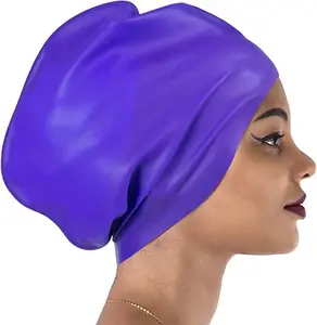 Keep Hair Dry Comfortable Flexible Durable Curly Weaves Braids Bathing Cap Swim Long Hair Swimming Caps Silicone Swim Caps