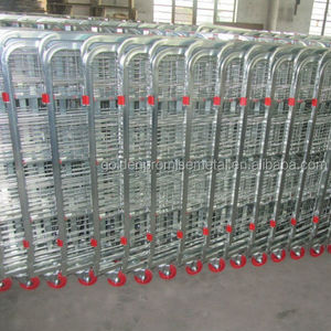 जस्ती <span class=keywords><strong>Foldable</strong></span> भंडारण रोलिंग पिंजरे गाड़ी तार जाल ट्राली - Product Image 1