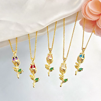 Collier pendentif tulipe en cuivre Jeutelis pour femmes, charme de fleur de tulipe personnalisable, fabricant, cadeau romantique